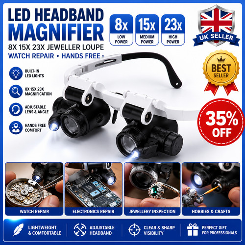 Led headband magnifier 15x - led,